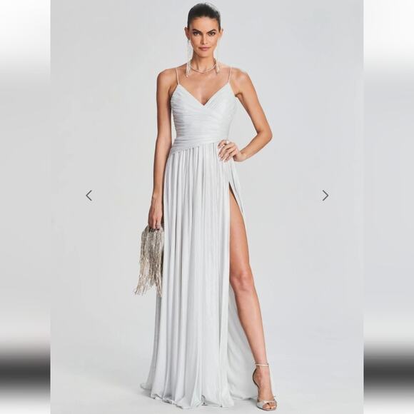 Retrofete Doss Dress in Silver/White Size XS Maxi NWT Spaghetti Straps Maxi - Picture 1 of 13